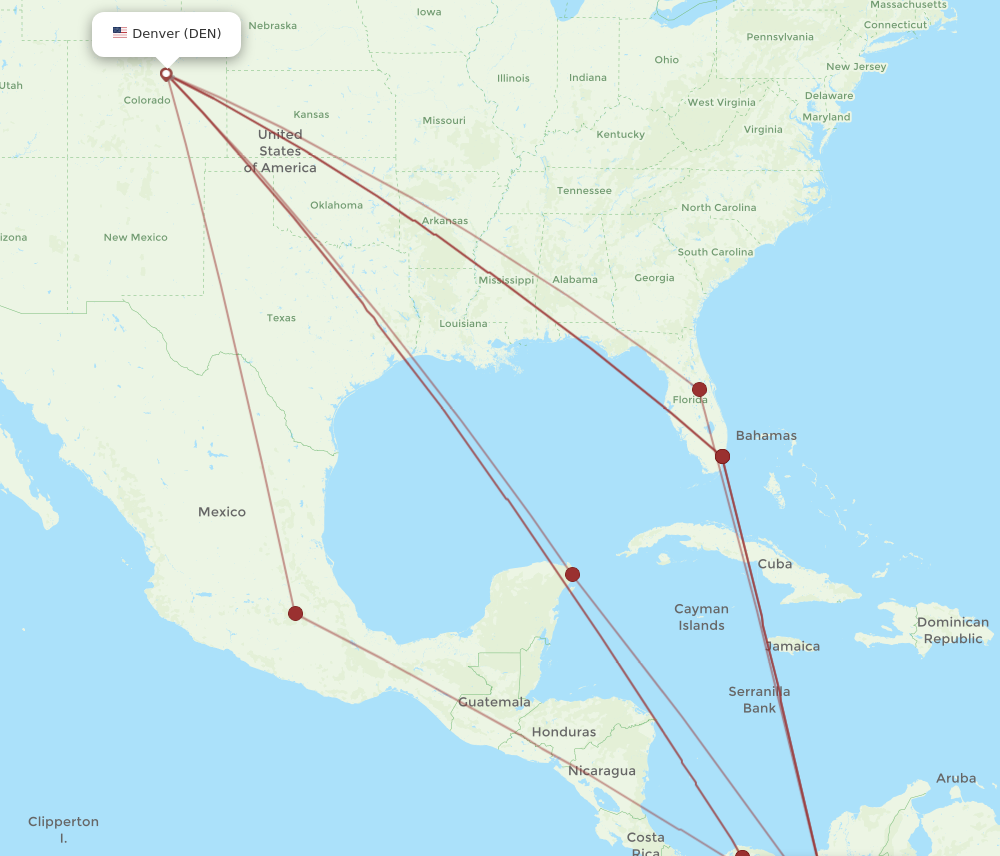 DEN to MDE flights and routes map