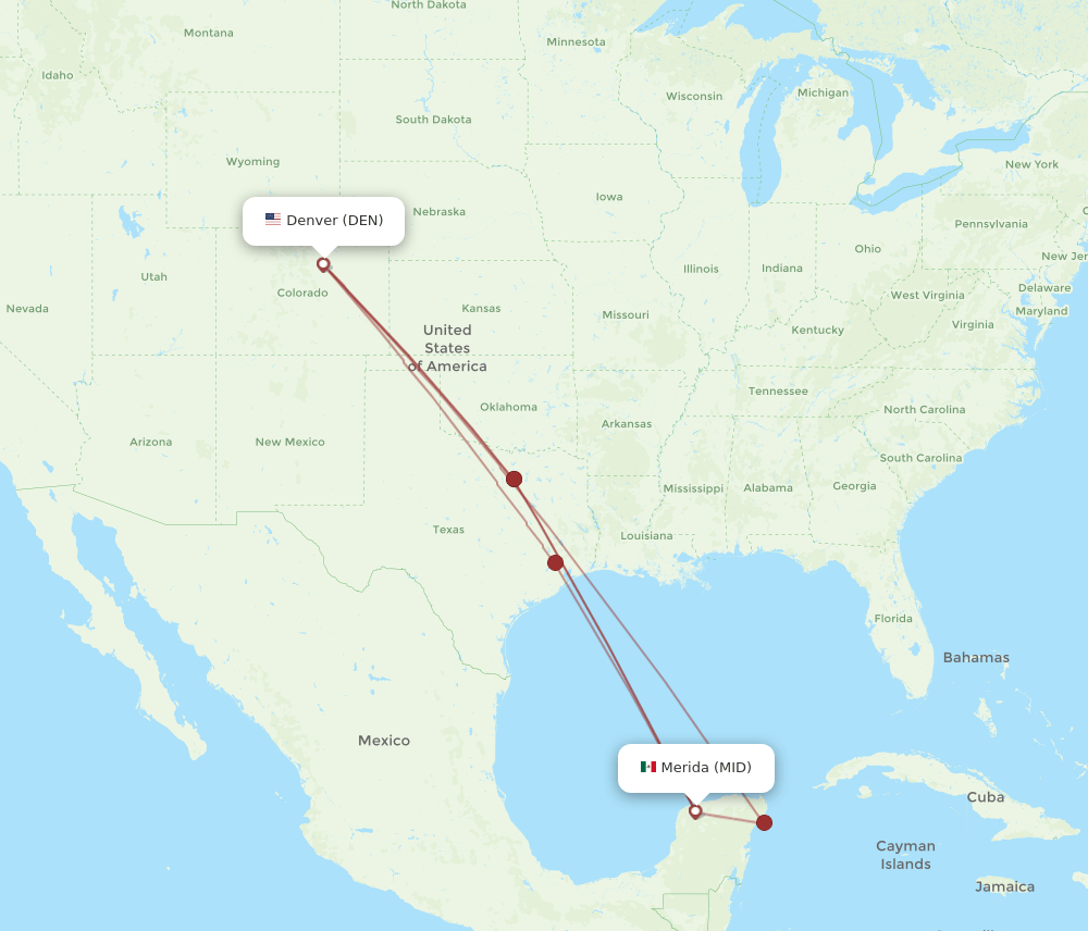 DEN to MID flights and routes map
