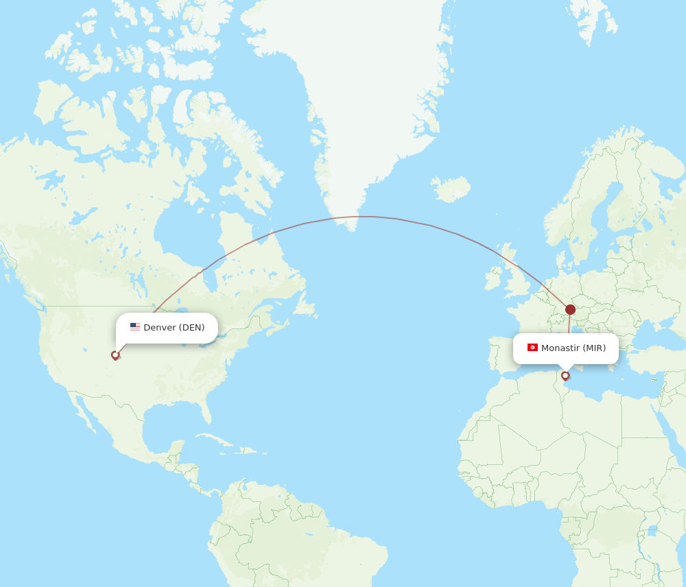 DEN-MIR flight routes