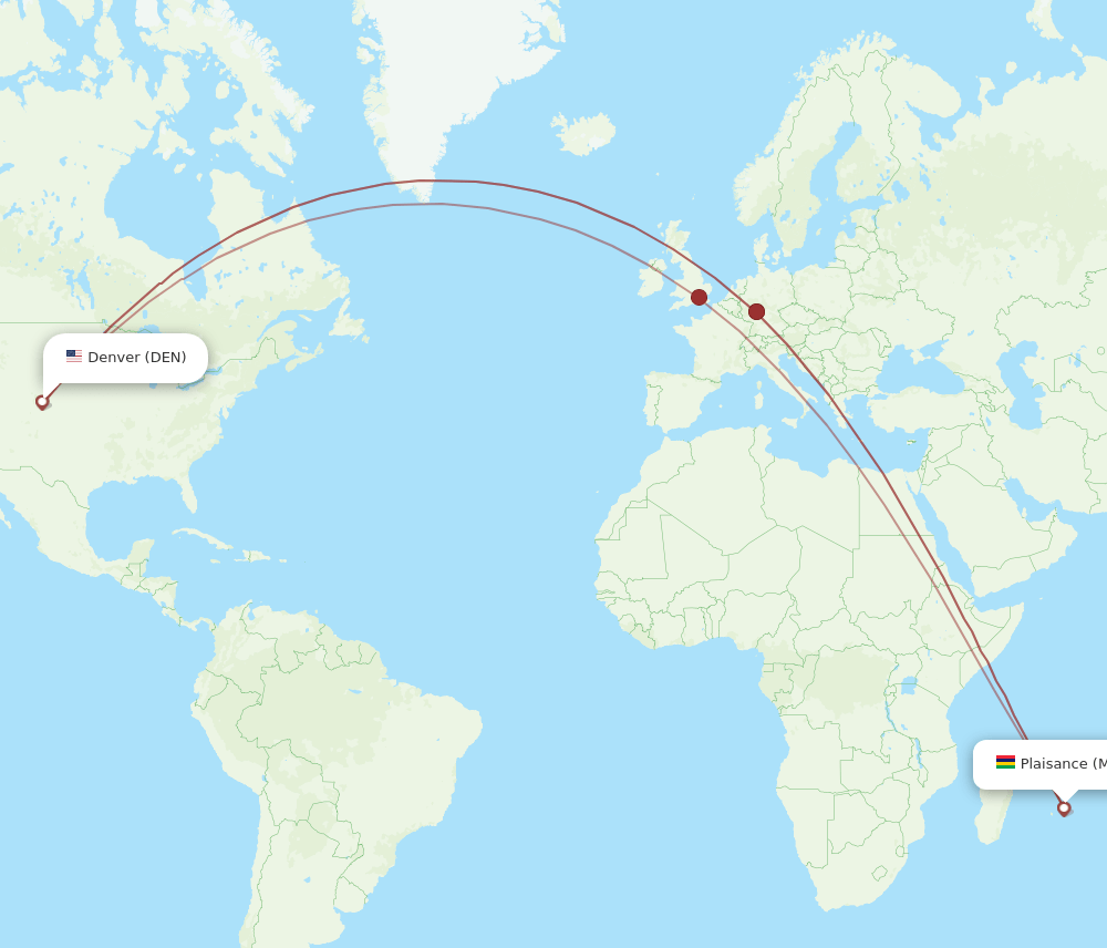DEN-MRU flight routes