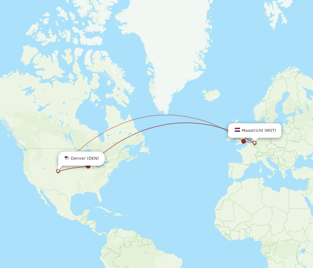 DEN-MST flight routes