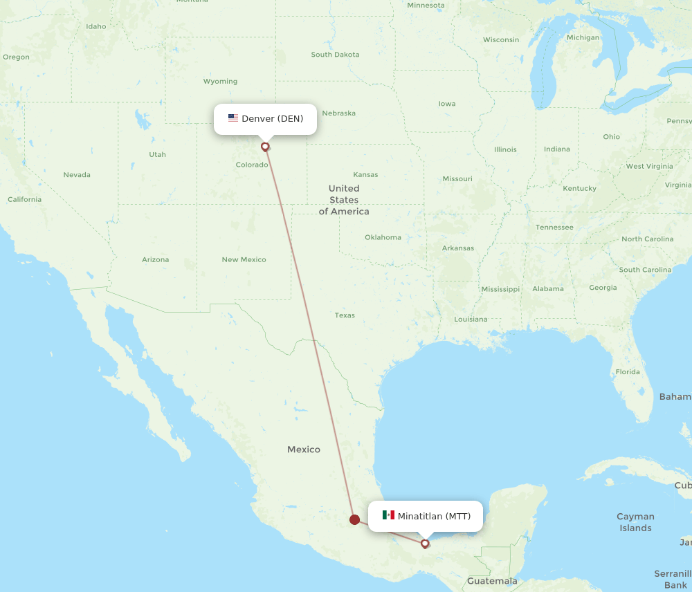 DEN to MTT flights and routes map