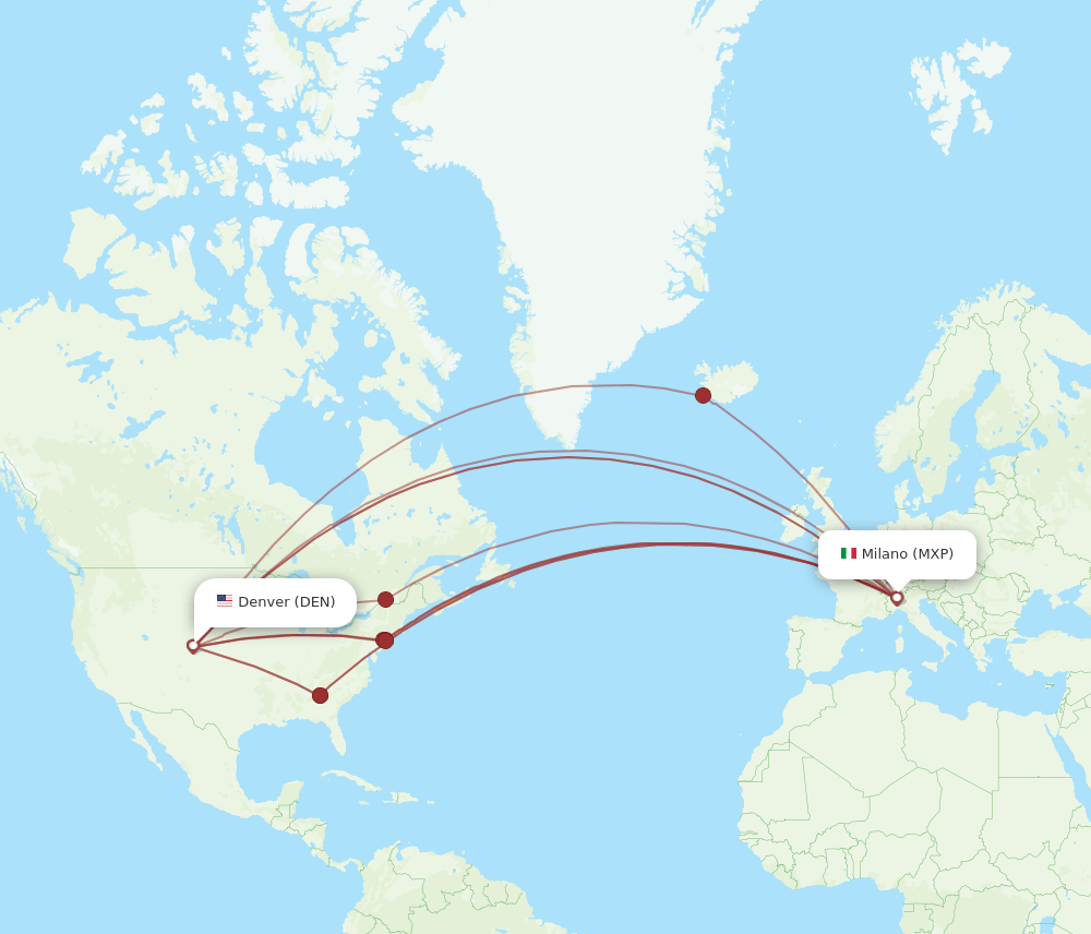 DEN-MXP flight routes