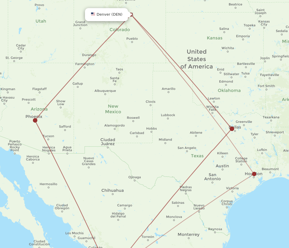 DEN-MZT flight routes