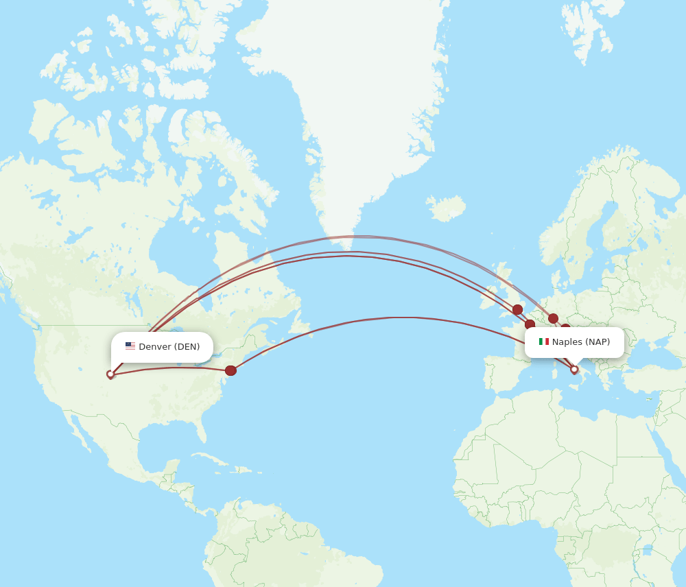 DEN-NAP flight routes