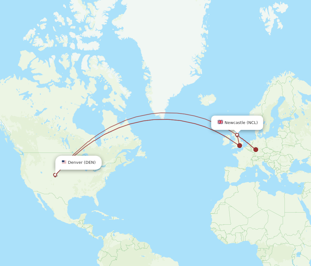 DEN-NCL flight routes