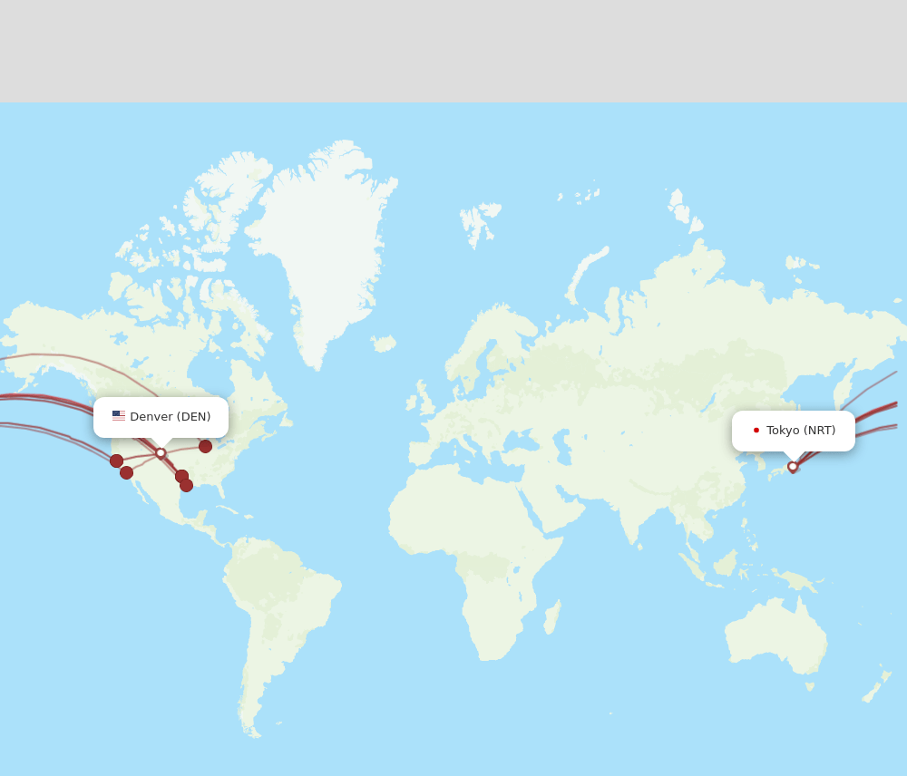 DEN to NRT flights and routes map