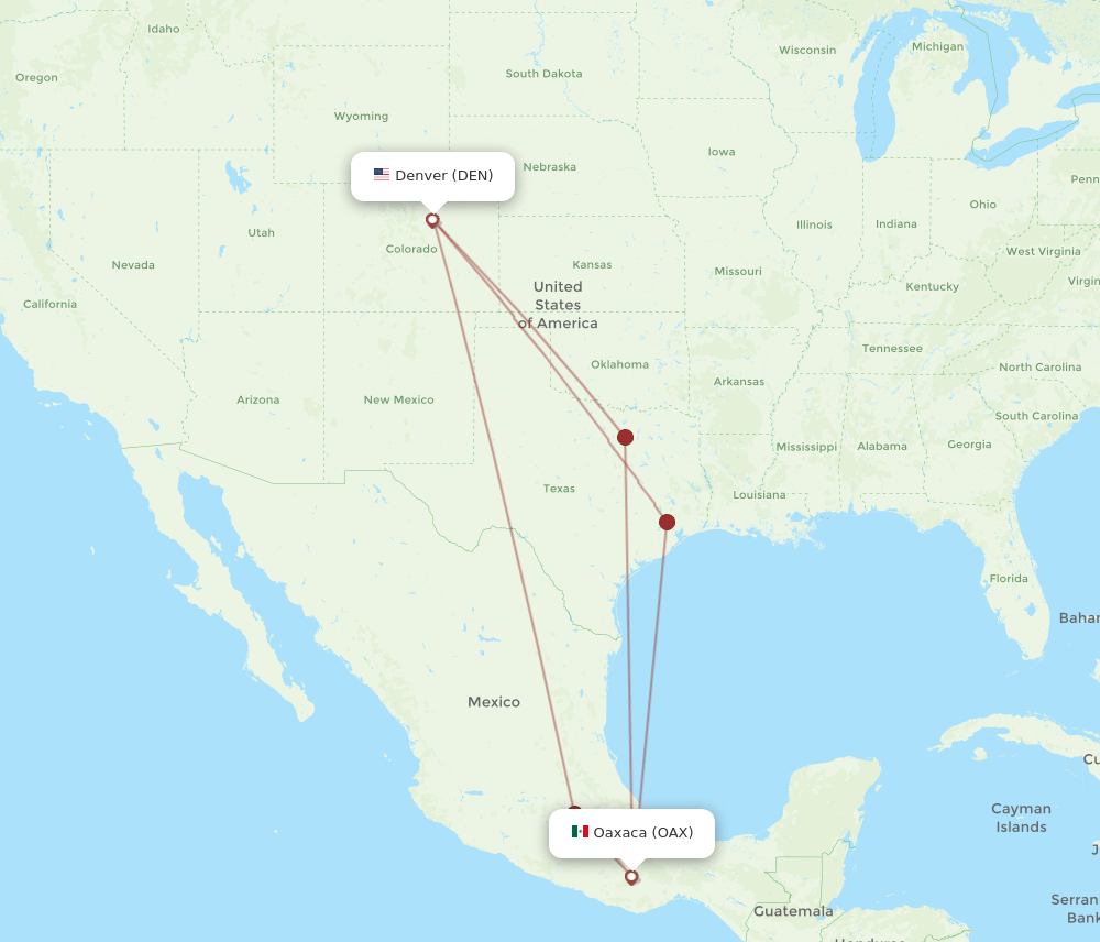 DEN-OAX flight routes