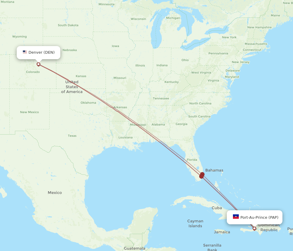 Denver - Port-au-Prince route map and flight paths