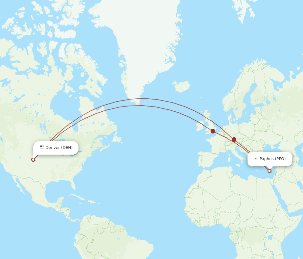 DEN-PFO flight routes