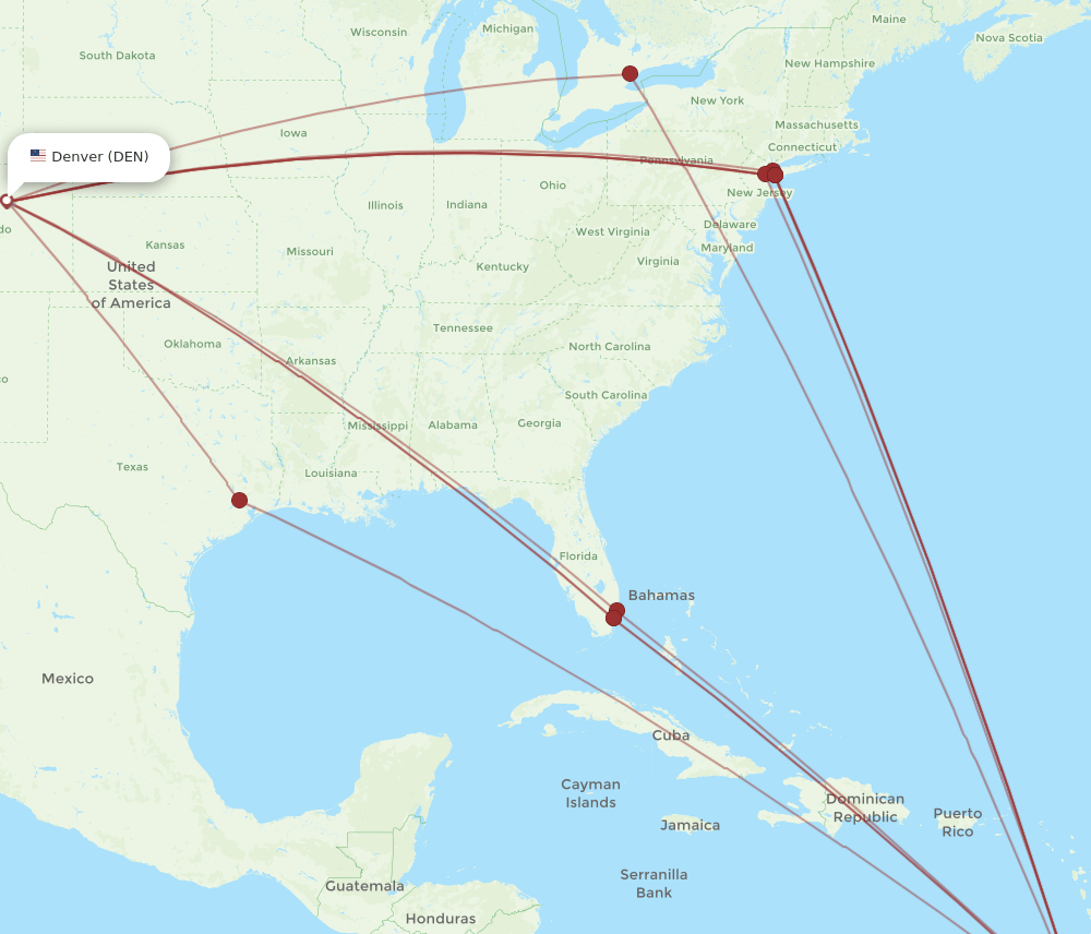 DEN-POS flight routes