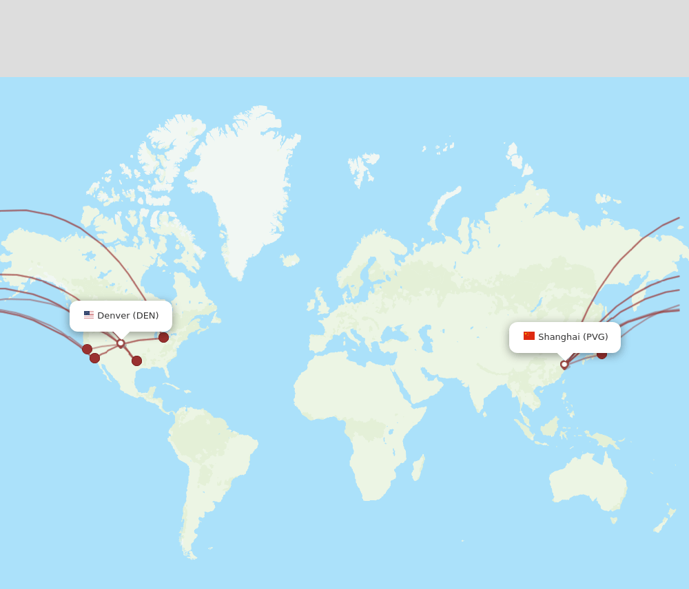 DEN to PVG flights and routes map