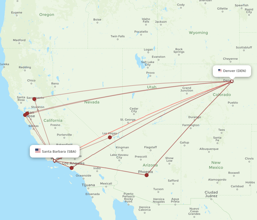 DEN-SBA flight routes