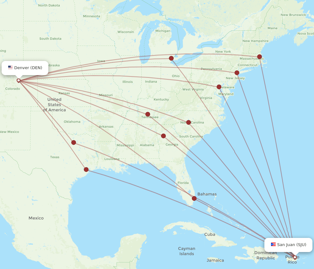 DEN-SJU flight routes