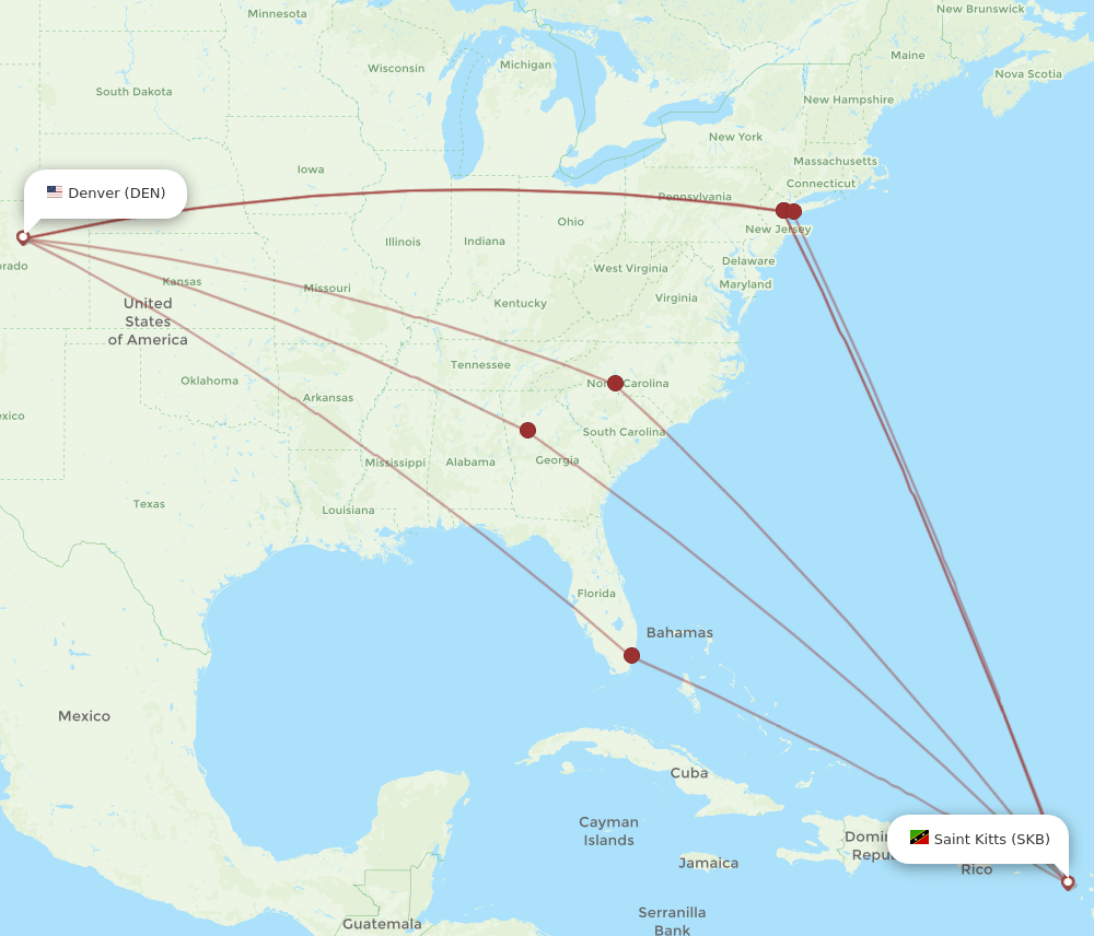 DEN-SKB flight routes