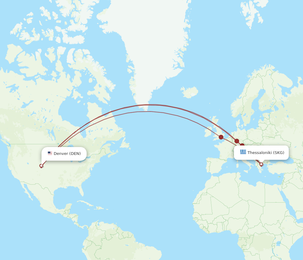 DEN-SKG flight routes