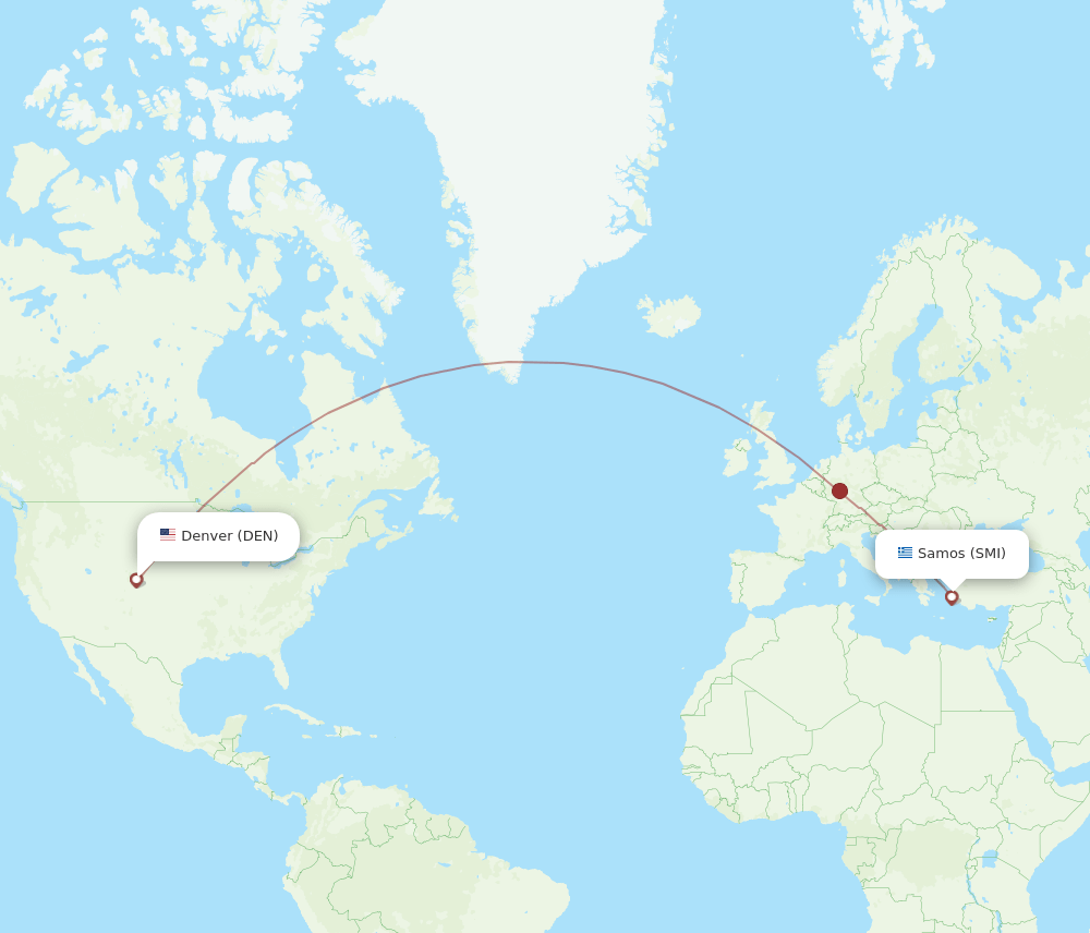 DEN to SMI flights and routes map