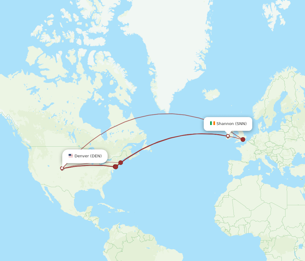 DEN-SNN flight routes