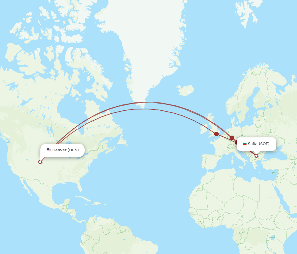 DEN-SOF flight routes