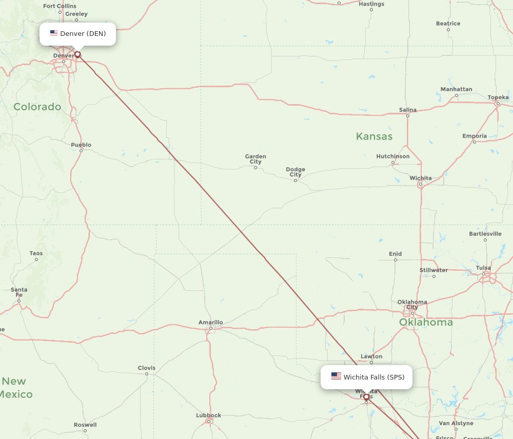 DEN-SPS flight routes