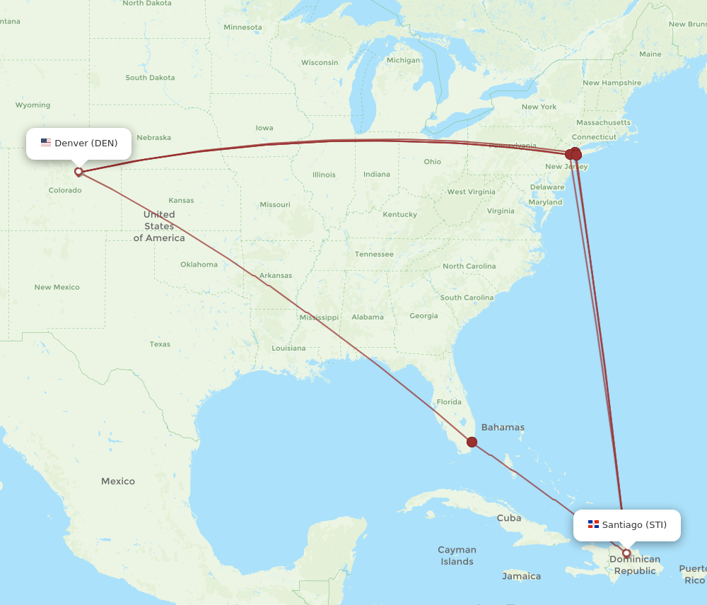 DEN to STI flights and routes map