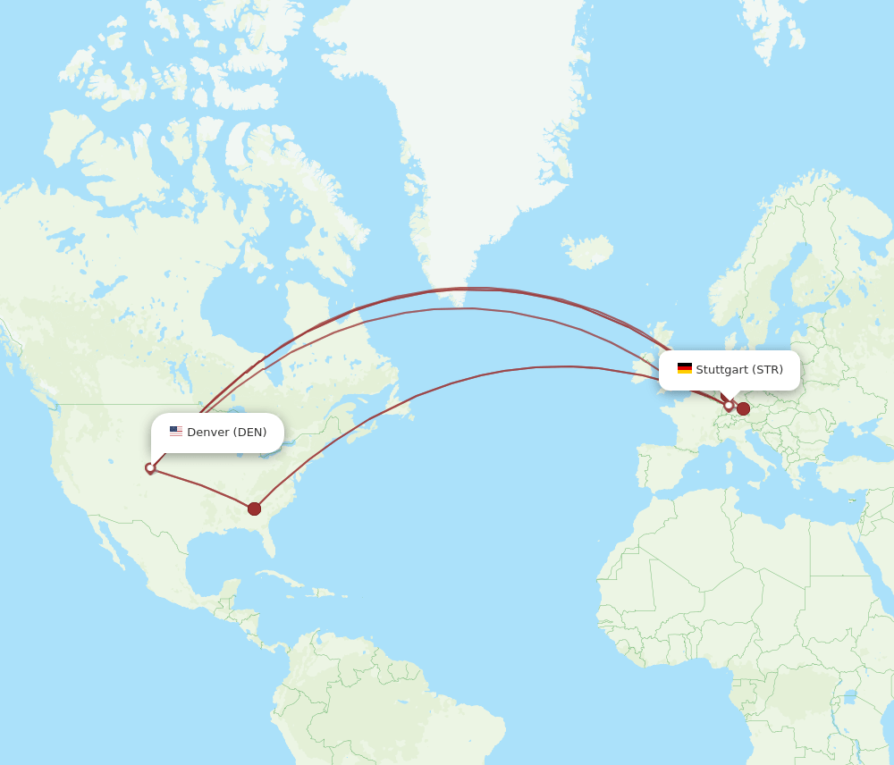 DEN-STR flight routes