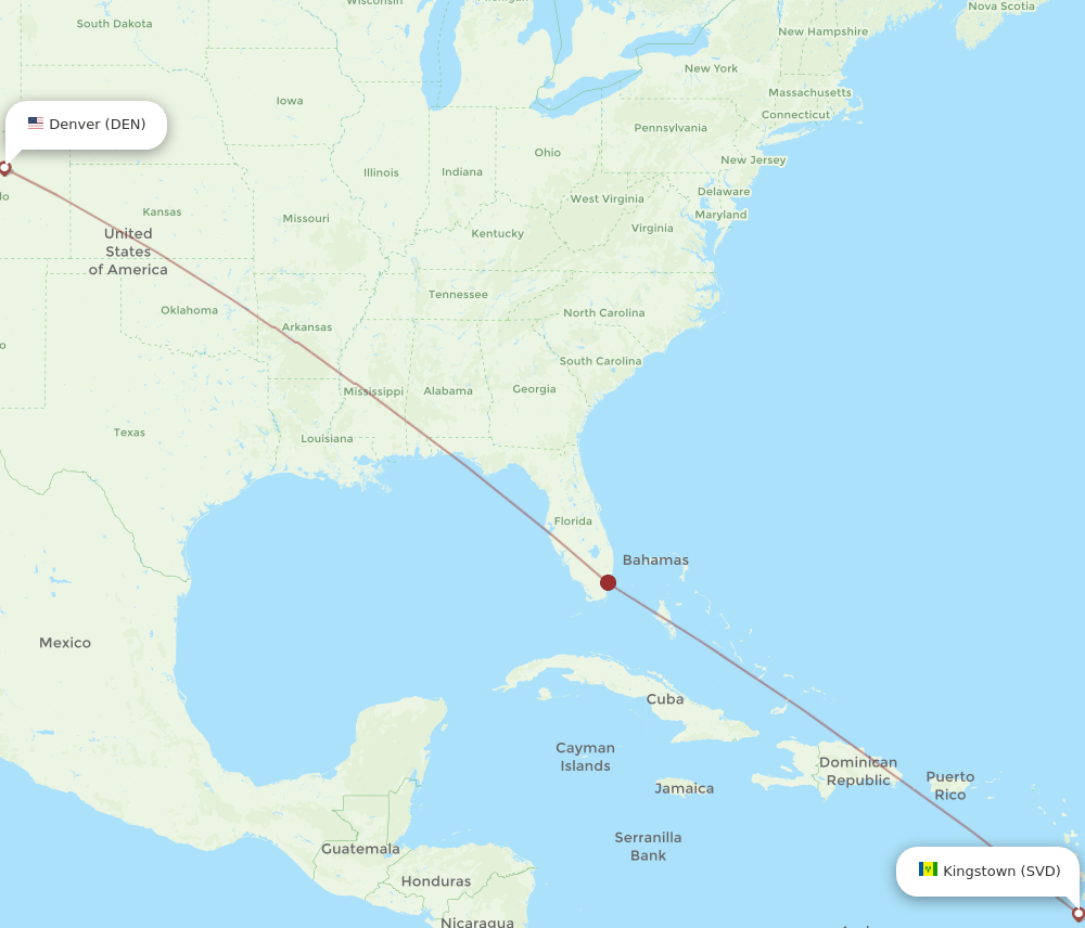 DEN to SVD flights and routes map