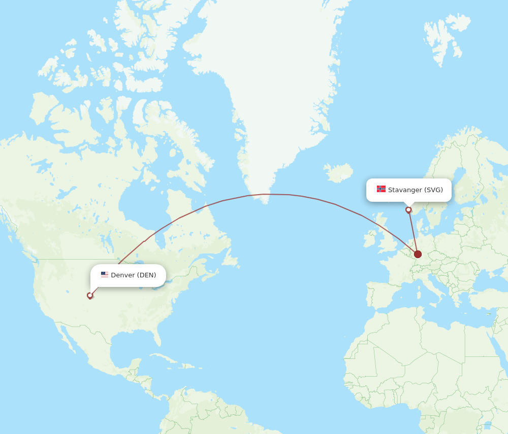 DEN-SVG flight routes