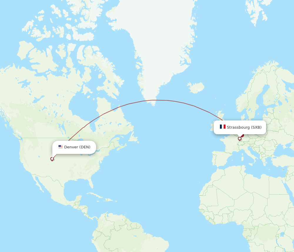 DEN to SXB flights and routes map