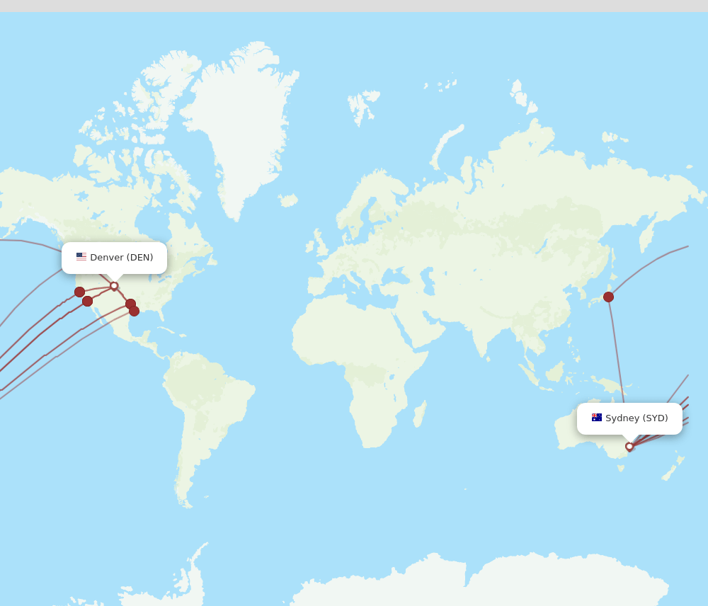 DEN to SYD flights and routes map