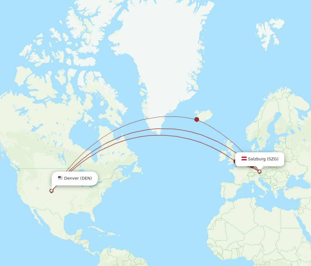 DEN to SZG flights and routes map