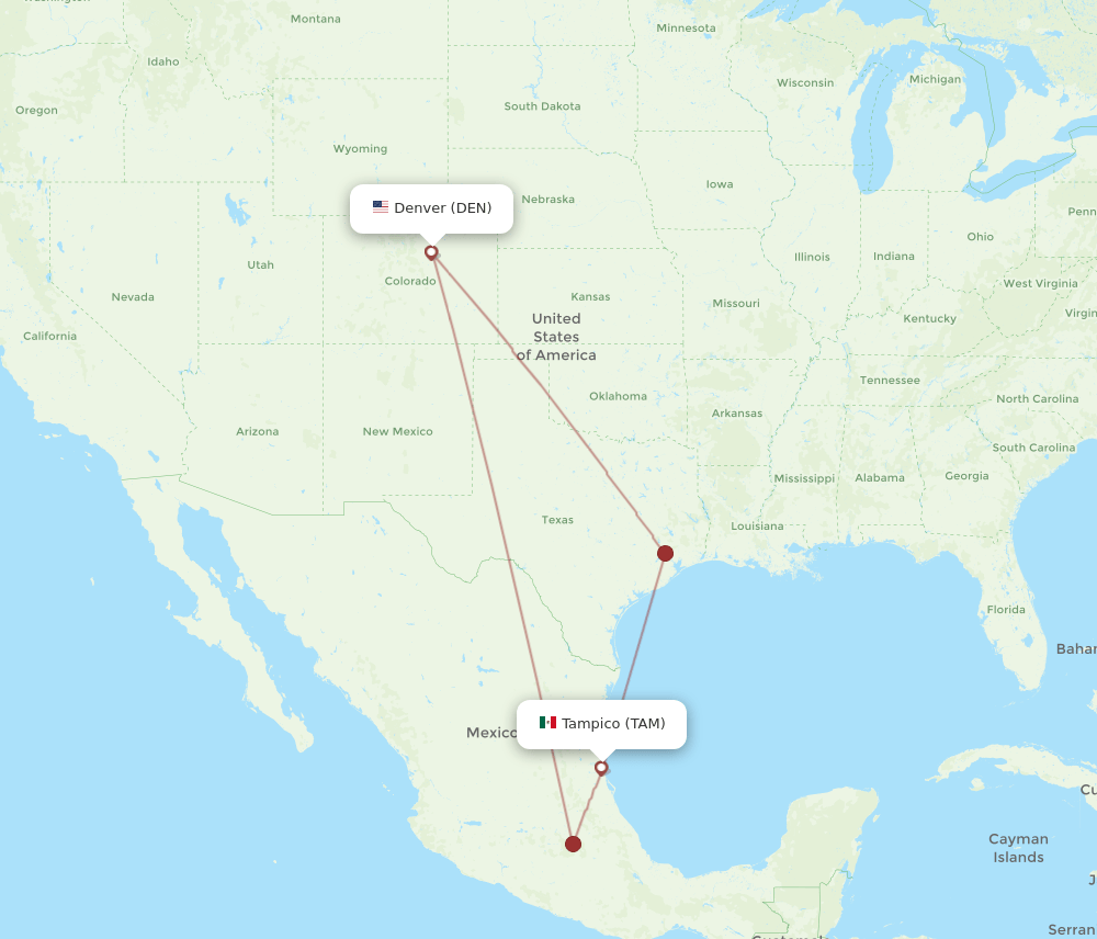 DEN to TAM flights and routes map