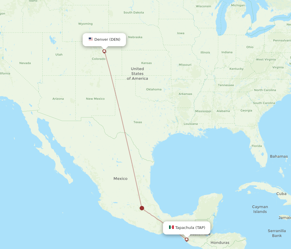 DEN-TAP flight routes
