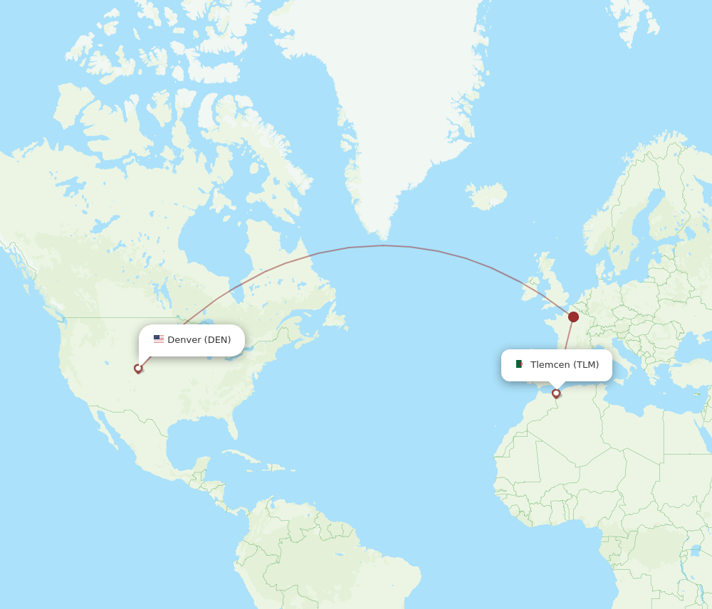 DEN-TLM flight routes
