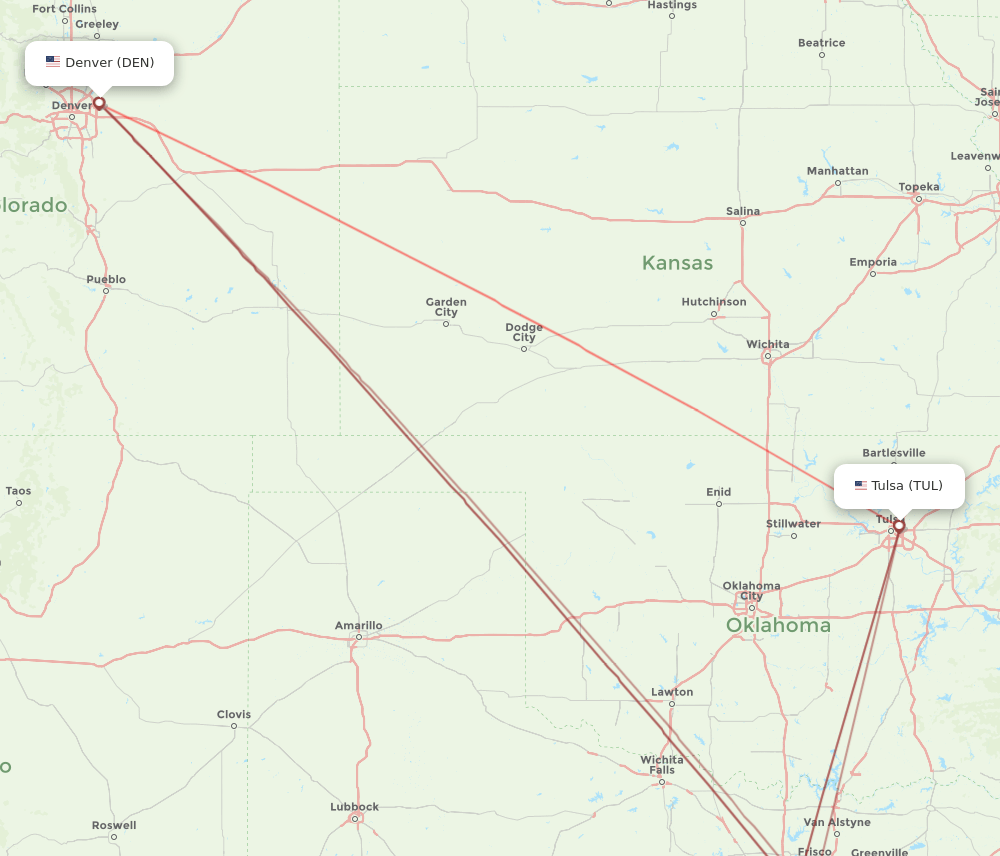DEN-TUL flight routes