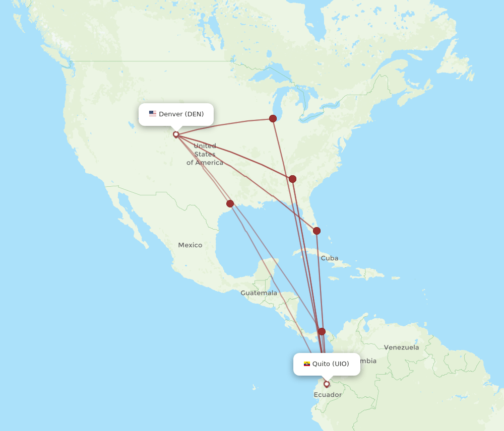 DEN-UIO flight routes