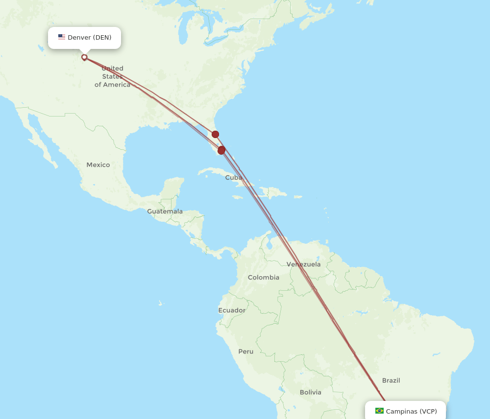 DEN-VCP flight routes