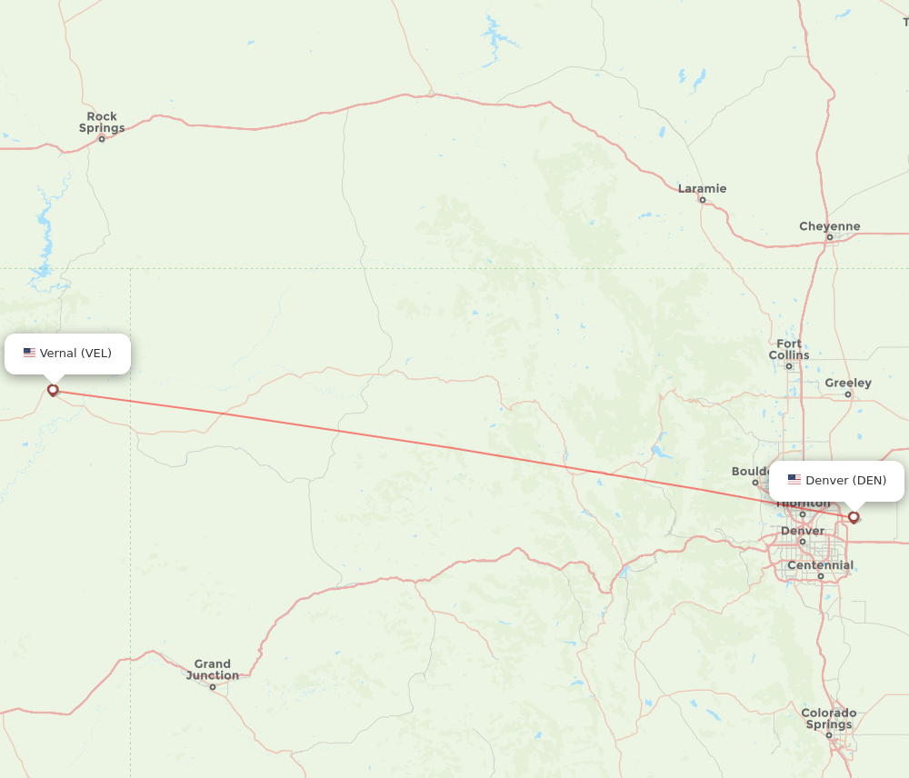 Denver - Vernal route map and flight paths