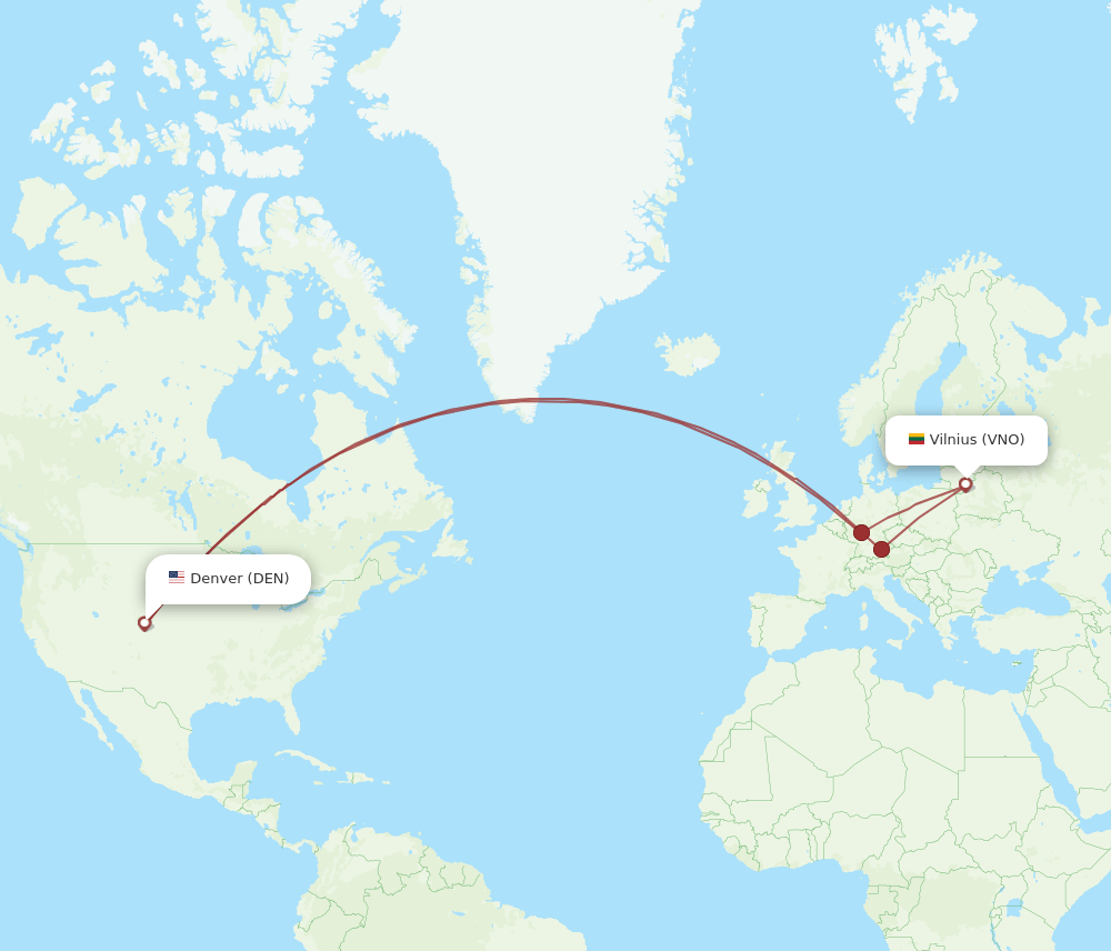 DEN-VNO flight routes
