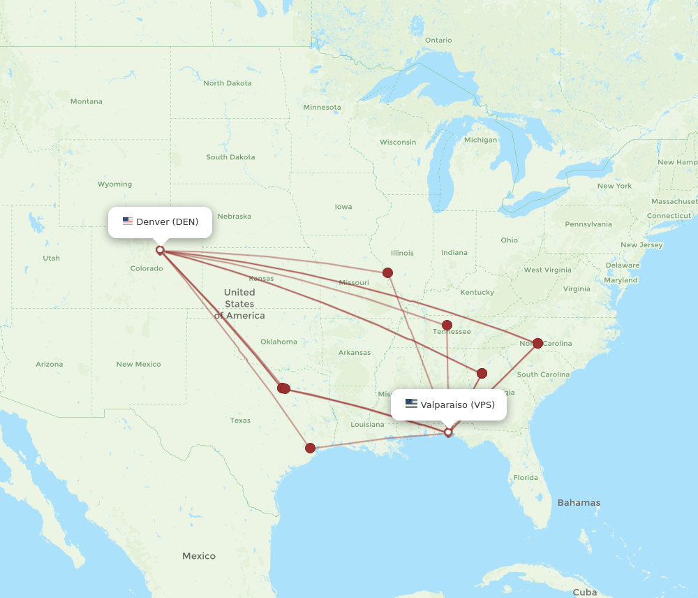 DEN-VPS flight routes