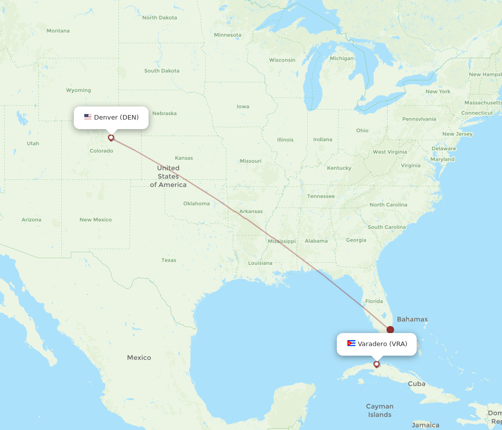 DEN-VRA flight routes
