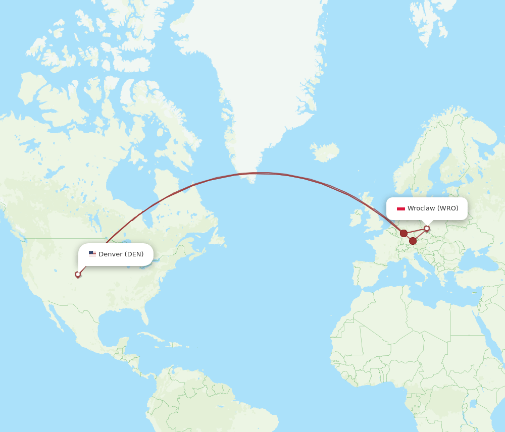 DEN-WRO flight routes