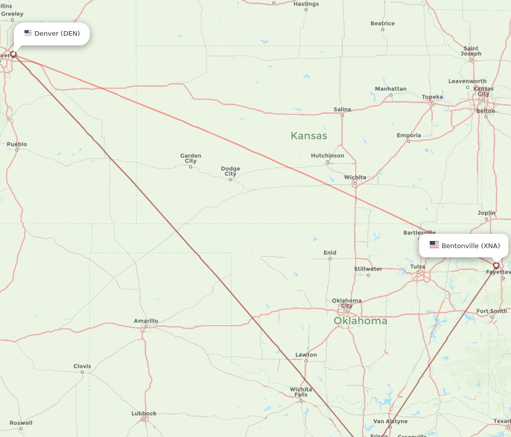 DEN-XNA flight routes