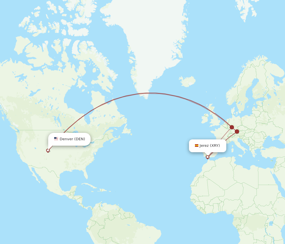 DEN-XRY flight routes