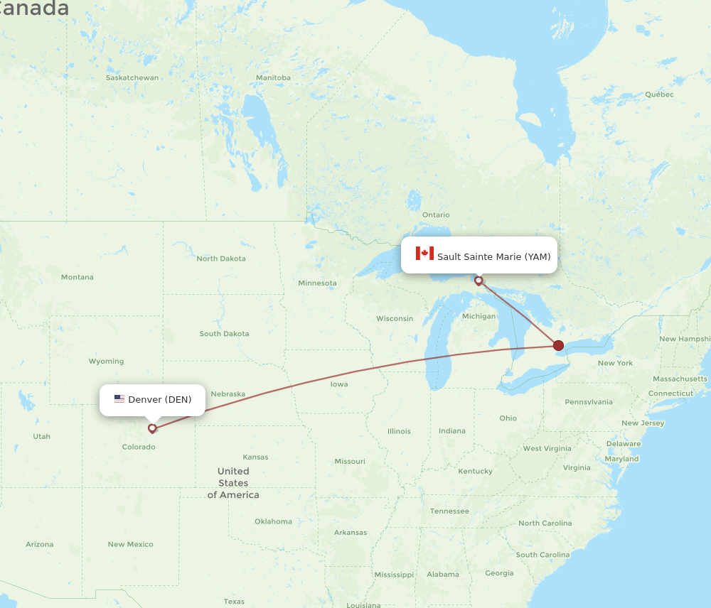DEN-YAM flight routes