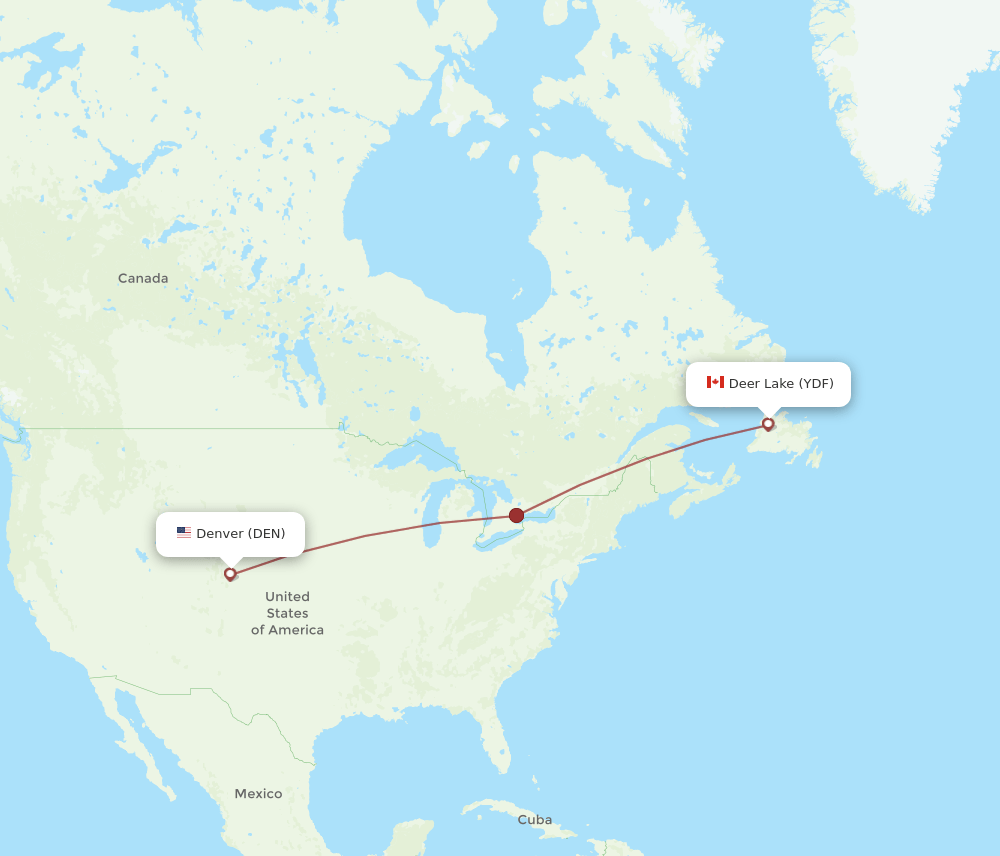 DEN to YDF flights and routes map