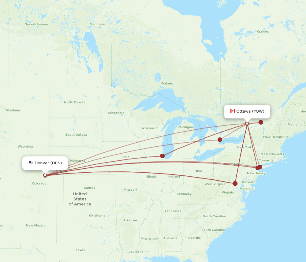 DEN-YOW flight routes