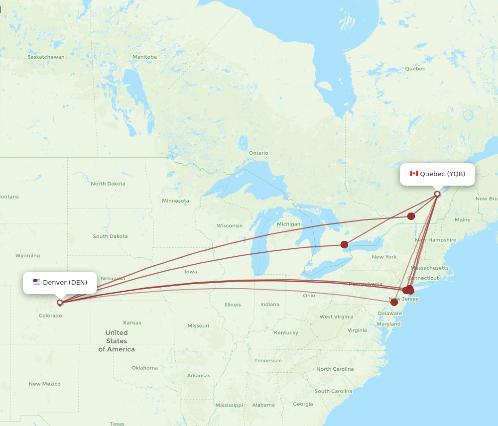 DEN-YQB flight routes