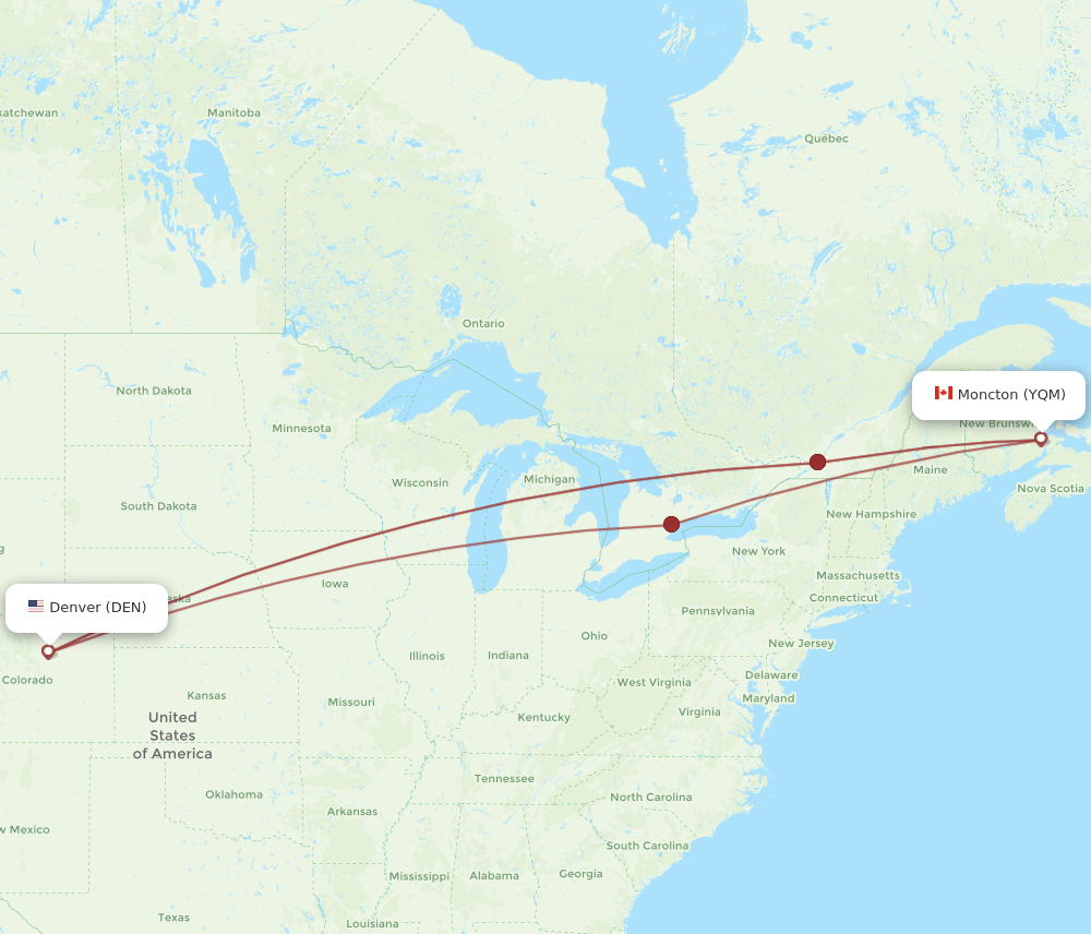 DEN-YQM flight routes