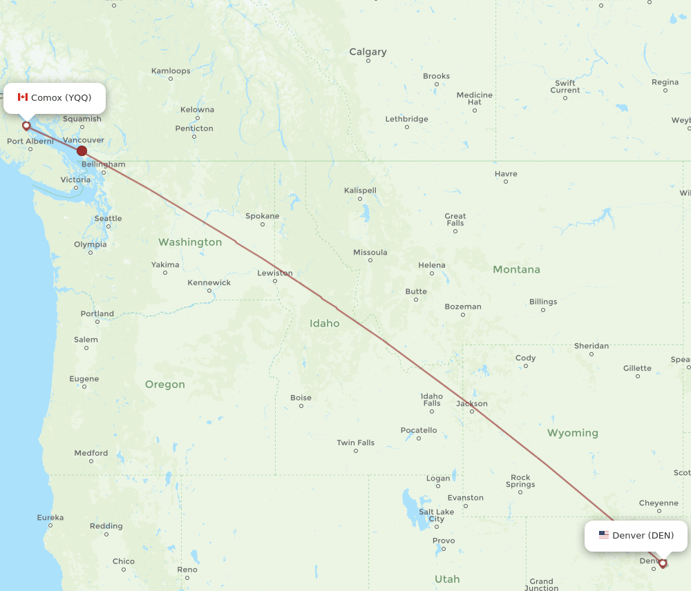 DEN-YQQ flight routes